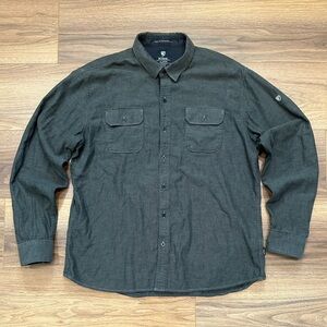 Kuhl Descendr Flannel Long Sleeve Button Down in Charcoal Gray Size XL